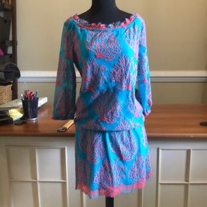 Beautiful teal and coral dress